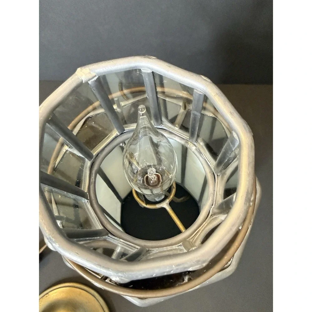 Vintage LG Leaded Slag Glass Lighthouse Accent Table Lamp Nautical Decor 12.5